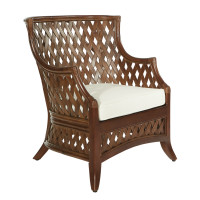 OSP Home Furnishings KNA-BRS Kona Chair with Cream Cushion and Brown Washed Rattan Frame